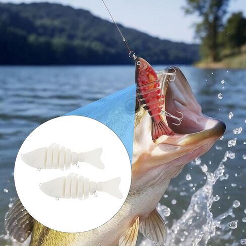 2pcs Multi Jointed Unpainted Fish Lure Swimbait Hard Bait, Slow Sinking Fishing Lures Bodies Set, Blanks Unpainted Crankbait DIY for Bass in Saudi Arabia