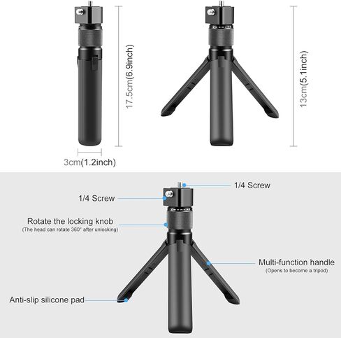 Insta 360 X4/X3 رصاصة الوقت مقبض ترايبود قبضة دوارة ل DJI Pocket 3/ Go pro، PULUZ سطح المكتب ترايبود حامل عمل كاميرا Selfie عصا in Saudi Arabia