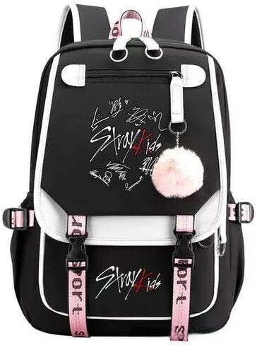 حقيبة ظهر Stray SKZ للأطفال من Merch، حقيبة كتب SKZ حقيبة ظهر كاجوال (أسود 4) in Kuwait