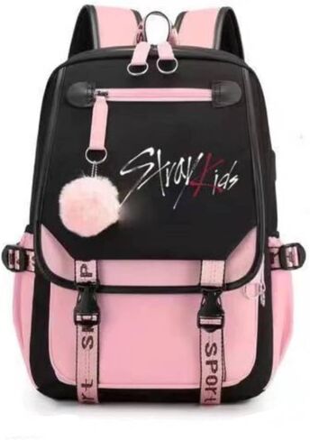 حقيبة ظهر Stray SKZ للأطفال من Merch، حقيبة كتب SKZ حقيبة ظهر كاجوال (أسود 4) in Kuwait