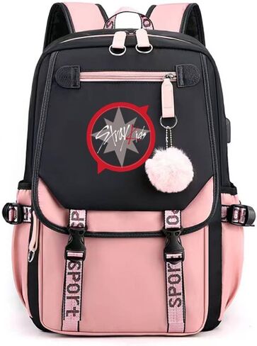 حقيبة ظهر Stray SKZ للأطفال من Merch، حقيبة كتب SKZ حقيبة ظهر كاجوال (أسود 4) in Kuwait