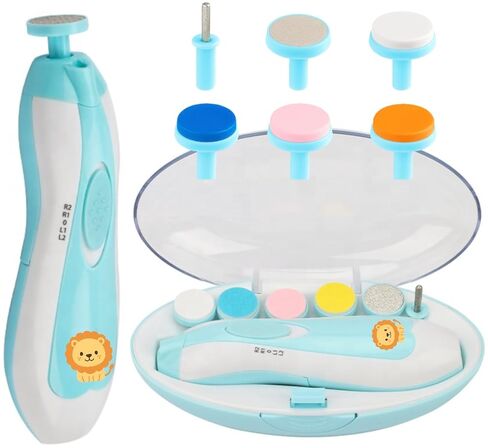 Baby Nail Trimmer Safe (Lion) – Quiet & Safe Nail File for Newborn, Infant & Toddler – Lion & Butterfly Design – Painless, Safe, and Electric for Baby Boy or Girl – Blue (Lion) in Saudi Arabia