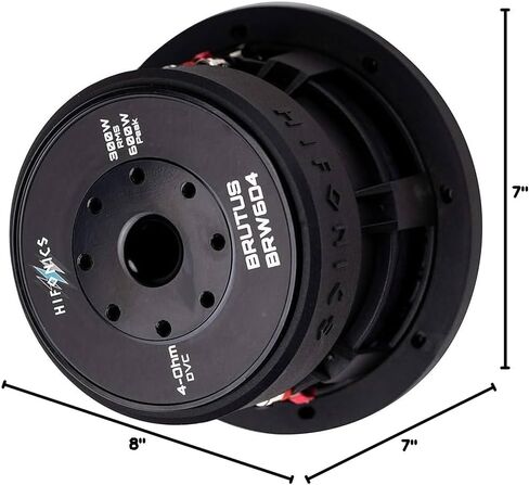 Hifonics 2 x BRW6D4 600 واط 6.5 بوصة مضخم صوت سيارة Brutus مع مقياس ثقيل، مطلي بالمسحوق، سلة مصبوبة من الألومنيوم، مغناطيس مزدوج 70 أونصة، ملف صوتي 2 بوصة - مزدوج 4 أوم - 6.5 بوصة (زوج) in Kuwait