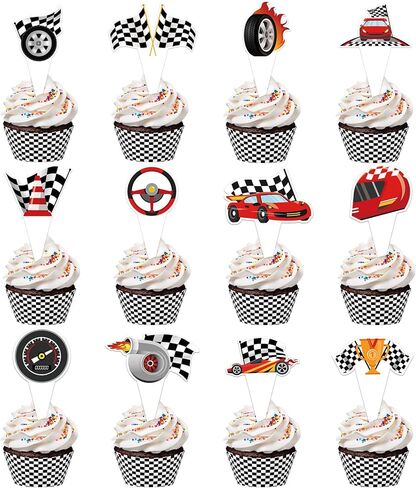 48 Pack Fire Truck Cupcake Toppers and Wrappers, Firefighter Fireman Party Cake Decoration for Firefighting Theme Birthday Party Baby Shower Supplies in Kuwait