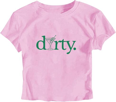 DIOMMELL Dirty Martini Crop Tees Martini Print Baby Tees in Saudi Arabia