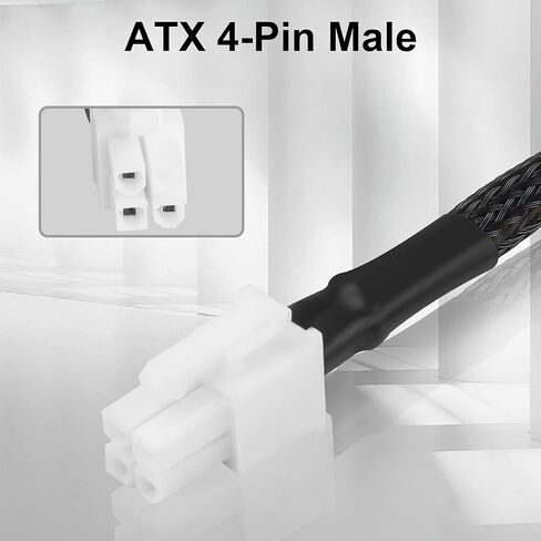 ATX 4 Pin to SATA Power Adapter Cable for Q77 Q75 E450 E350 D510 Motherboard, 18AWG Braided Sleeves, Compatible with HDD SSD Liquid CPU Cooler 33cm/12-in in Saudi Arabia