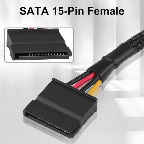 ATX 4 Pin to SATA Power Adapter Cable for Q77 Q75 E450 E350 D510 Motherboard, 18AWG Braided Sleeves, Compatible with HDD SSD Liquid CPU Cooler 33cm/12-in in Saudi Arabia