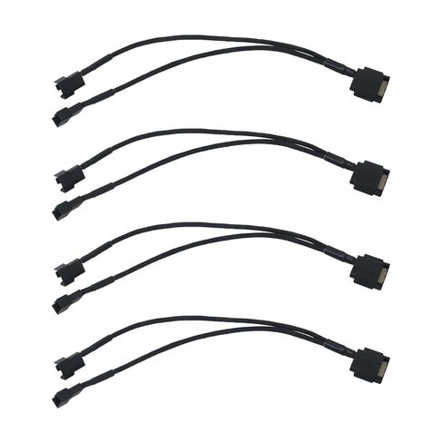4PCS Black PC Fan Splitter 15 Pin SATA Connector Suitable for 3 or 4 Pin Motherboard/CPU Plug in Saudi Arabia