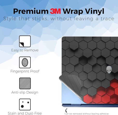 Laptop Skin Compatible with Alienware 16/16X Aurora (2025) - Two-Tone Hex - Premium 3M Vinyl Protective Wrap Decal Cover - Easy to Apply | Crafted in The USA by MightySkins in Saudi Arabia