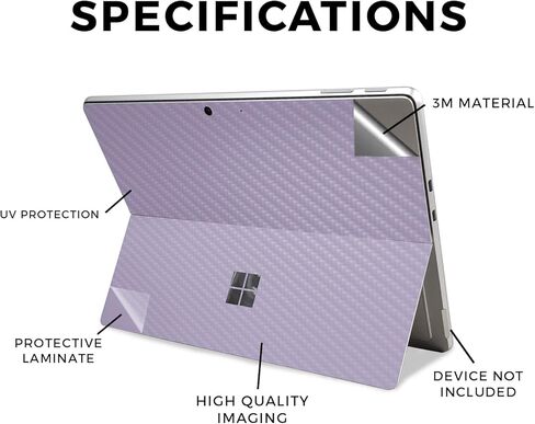 Carbon Fiber Tablet Skin Compatible with Microsoft Surface Pro 11 (2024-2025) - Solid Lavender - Premium 3M Vinyl Protective Wrap Decal Cover - Easy to Apply | Crafted in The USA by MightySkins in Saudi Arabia