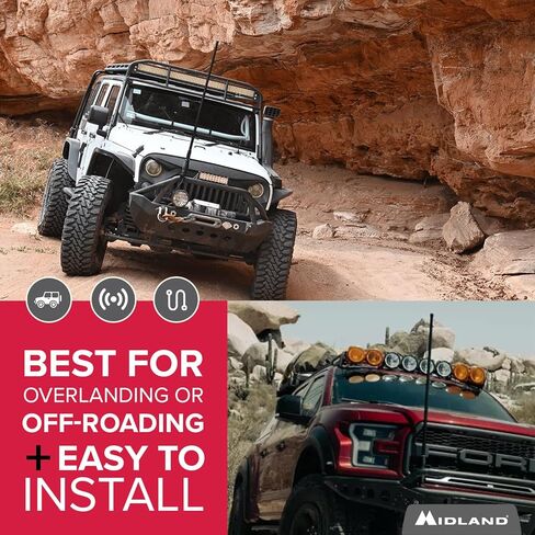 Midland - MXAT04VP-6.6dB Heavy-Duty Bull Bar Antenna with Spring Base Micromobile - 47.5" with 462-468 MHz Frequency - Long Range GMRS Communication - Overlanding Off-Roading - (Bundle) in Saudi Arabia
