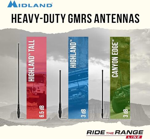 Midland - MXAT04VP-6.6dB Heavy-Duty Bull Bar Antenna with Spring Base Micromobile - 47.5" with 462-468 MHz Frequency - Long Range GMRS Communication - Overlanding Off-Roading - (Bundle) in Saudi Arabia