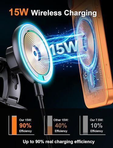 MOKPR for iPhone Magsafe Car Mount Charger, Wireless Car Charger Magnetic Car Phone Holder for Dash Air Vent-LED RGB HandsFree Car Mount Fast Car Charger for iPhone 17/16/15/14/13/12 Series in Saudi Arabia