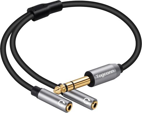 6.35mm to Double 3.5mm Headphone Y Adapter,6.35mm 1/4 Inch TRS Male to Dual 3.5mm 1/8 Inch TRS Female Stereo Audio Y Splitter Cable for Headphones, Guitar, Speakers, Amplifiers, Mixers-1Feet/12 Inch in Saudi Arabia