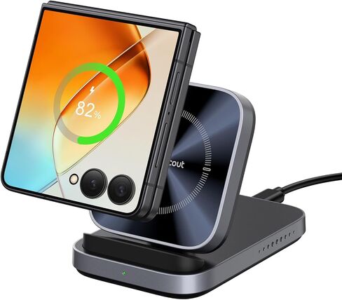 SwanScout Wireless Charger for Samsung Galaxy Z Flip 7 FE/7/6/5/4/3, for Motorola Razr 60 Ultra/50, Foldable Fast Wireless Charging Stand for Z Flip Series, SwanScout 508F (No Adapter) in Saudi Arabia