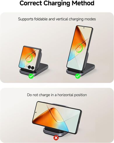 SwanScout Wireless Charger for Samsung Galaxy Z Flip 7 FE/7/6/5/4/3, for Motorola Razr 60 Ultra/50, Foldable Fast Wireless Charging Stand for Z Flip Series, SwanScout 508F (No Adapter) in Saudi Arabia