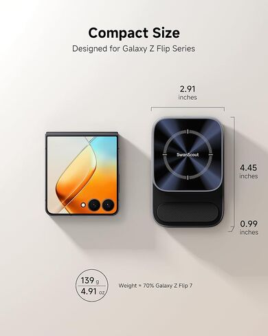 SwanScout Wireless Charger for Samsung Galaxy Z Flip 7 FE/7/6/5/4/3, for Motorola Razr 60 Ultra/50, Foldable Fast Wireless Charging Stand for Z Flip Series, SwanScout 508F (No Adapter) in Saudi Arabia