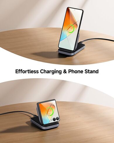 SwanScout Wireless Charger for Samsung Galaxy Z Flip 7 FE/7/6/5/4/3, for Motorola Razr 60 Ultra/50, Foldable Fast Wireless Charging Stand for Z Flip Series, SwanScout 508F (No Adapter) in Saudi Arabia