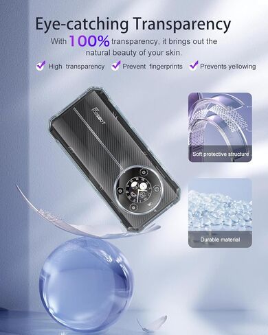 Case Cover for FOSSIBOT F109 / F109S 5G, Phone Case with Ring Buckles and Lanyards, Premium TPU Material Protective Shell, Protective Cover with Scratch and Drop Resistant, Transparent in Saudi Arabia