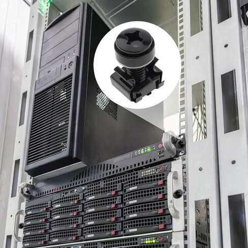 50 Sets M6 x 20mm Rack Mount Screws Kit with Cage Nuts, Washers & 100 Self-Locking Cable Ties for Server Cabinets, Shelves, Routers | Galvanized Carbon Steel in Kuwait