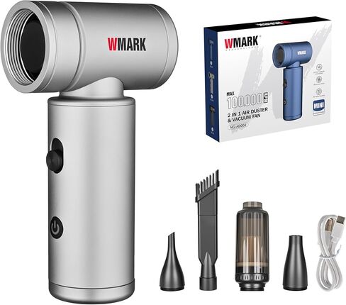 WMARK 2 in1 Air Duster & Vacuum Fan - Brushless Motor 13m/s Max Wind Speed Strong Suction, Lightweight All Metal Housing for Hair Salon, Office, Home, Automotive, Air Con, NG-AD004 (Black) in Saudi Arabia