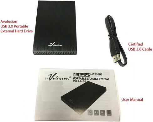 محرك الأقراص الصلبة الخارجي المحمول Avolusion® HD250U3 سعة 250 جيجابايت فائق النحافة USB 3.0 (تنسيق نظام التشغيل Mac) (أسود) - ضمان لمدة عامين in Saudi Arabia