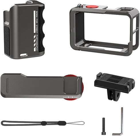 مجموعة مقبض المقبض لكاميرا DJI DJI Osmo Action 5 Pro/4/3 مع قفص، مجموعة مقبض تصوير معدني للشارع لكاميرا DJI Osmo Action 5 Pro/4/3، مع حامل محول مغناطيسي، حذاء بارد، زر الغالق in Saudi Arabia