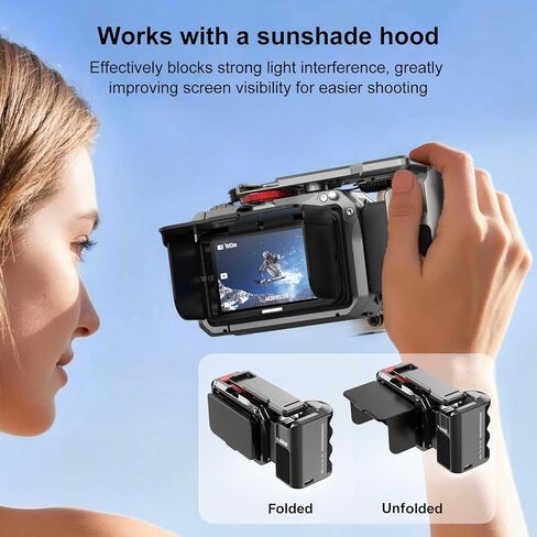 Metal Handle Grip Kit for DJI OSMO Action 6 with Cage, Camera Street Photography Grip Set for DJI Action 6, Quick Release Handle with Shutter Button,Cold Shoe,1/4'' Screw Hole,Wrist Strap in Saudi Arabia