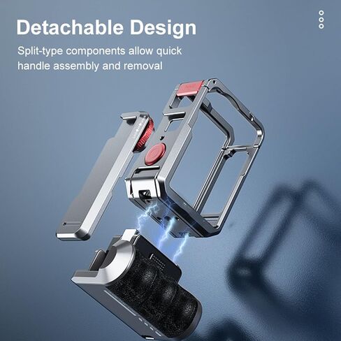 Metal Handle Grip Kit for DJI OSMO Action 6 with Cage, Camera Street Photography Grip Set for DJI Action 6, Quick Release Handle with Shutter Button,Cold Shoe,1/4'' Screw Hole,Wrist Strap in Saudi Arabia