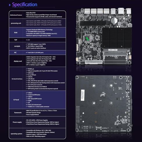 اللوحة الأم StoneStorm 6-Bay NAS Mini-ITX، 4 منافذ i226-v 2.5 جيجابت، سيليرون J4125 رباعي النواة 4 خيوط، حتى 2.7 جيجا هرتز، 2 DDR4، 2 M.2 NVMex1 2280، 2 SATA3.0، SFF-8643(4 SATA3.0 6 جيجابت/ثانية)، شاشة مزدوجة 4K in Kuwait