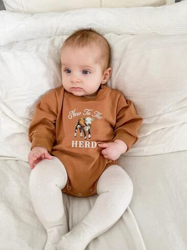 ZyHwShine Western Baby Outfit Newborn Boy Girl Cow Print Sweatshirt Romper Bodysuit Sweater Onesie Fall Winter Clothes in Saudi Arabia