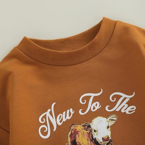 ZyHwShine Western Baby Outfit Newborn Boy Girl Cow Print Sweatshirt Romper Bodysuit Sweater Onesie Fall Winter Clothes in Saudi Arabia