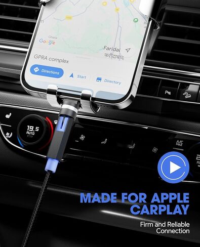 90 Degree iPhone Charger Swivel Cable with 360° Rotating Head - 6.6FT Right Angle Lightning Cable 360° Swivel Charger with MFi, 2.4A Fast Charging, Data Sync, Apple Carplay for iPhone14 13 12 11 X 8 in Kuwait