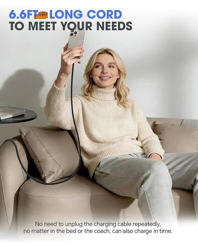 90 Degree iPhone Charger Swivel Cable with 360° Rotating Head - 6.6FT Right Angle Lightning Cable 360° Swivel Charger with MFi, 2.4A Fast Charging, Data Sync, Apple Carplay for iPhone14 13 12 11 X 8 in Kuwait