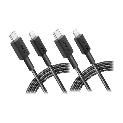 Anker 322 USB-C to Lightning Cable Braided MFi Certified iPhone Charger Cord for iPhone 15, 14, 13, 12, 11, iPad, AirPods – Durable Fast Charging Data Sync Cable Long Length – Black, 6ft, Pack of 2 in Saudi Arabia