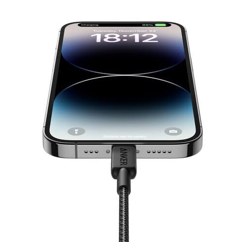 Anker 322 USB-C to Lightning Cable Braided MFi Certified iPhone Charger Cord for iPhone 15, 14, 13, 12, 11, iPad, AirPods – Durable Fast Charging Data Sync Cable Long Length – Black, 6ft, Pack of 2 in Saudi Arabia