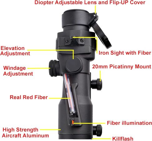 نطاق نقطة من الألياف الحمراء 4x32 مع نظام رؤية لـ Picatinny 20mm Rail Yotto 7.62 x 39 Laser Sight in Kuwait