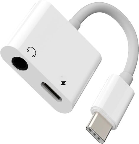 محول مقبس USB-C إلى 3.5 ملم لهاتف iPhone 15 (2in1) Aux Dongle Type C موزع شاحن سماعة الرأس متوافق مع Samsung Galaxy لـ Apple 15 Pro Max Plus لجهاز iPad 10、Air4/5、Mini6、12.9 Audio in Saudi Arabia