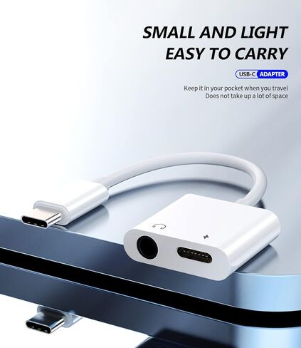 محول مقبس USB-C إلى 3.5 ملم لهاتف iPhone 15 (2in1) Aux Dongle Type C موزع شاحن سماعة الرأس متوافق مع Samsung Galaxy لـ Apple 15 Pro Max Plus لجهاز iPad 10、Air4/5、Mini6、12.9 Audio in Saudi Arabia