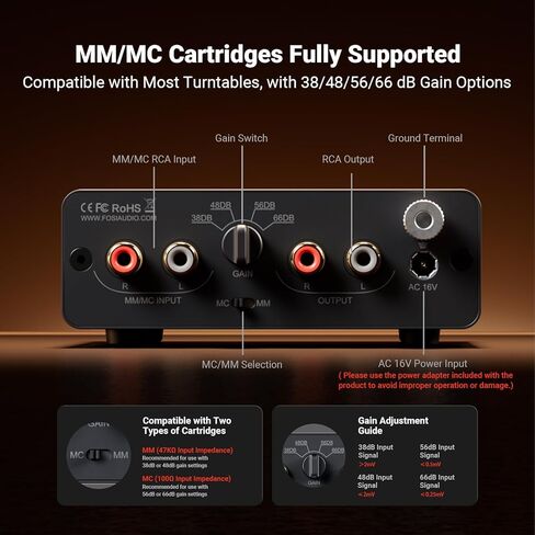 Fosi Audio Banana Plugs for Speaker Wire and Box X5 Phono Preamp for MM & MC Cartridge Turntable in Saudi Arabia