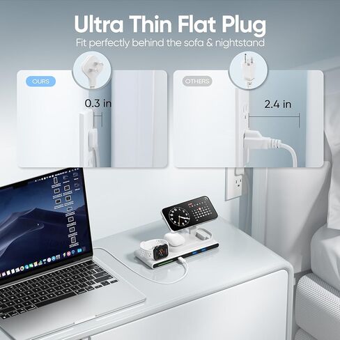 محطة شحن لاسلكية 7 في 1 لأجهزة Apple، شاحن لاسلكي مغناطيسي ACOZVIN و4 منافذ USB (PD65W USB-C)، قابس مسطح بسلك بطول 5 أقدام، حامل شاحن قابل للطي لأجهزة MacBook وiPhone 16/15/14 وiWatch وAirPods in Saudi Arabia