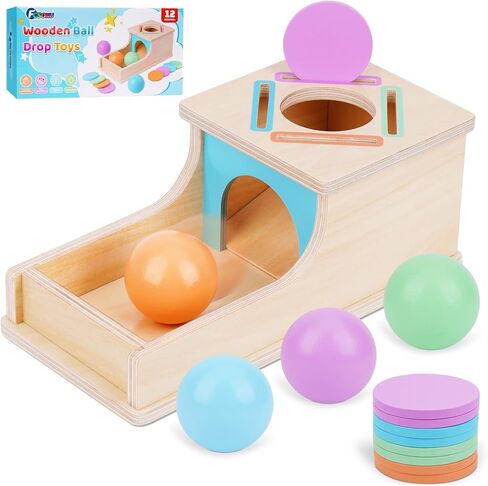 ألعاب صندوق العملات المعدنية للأطفال الصغار من FCSONU لعمر 1 2 3 سنوات من الأولاد والبنات، لعبة إسقاط الكرة في صندوق ثبات الكائن، تعلم فرز الألعاب الحسية للأعمار من 2 إلى 3 أطفال، هدايا عيد الميلاد الأول للطفل من سن 12 إلى 18 شهرًا in Kuwait