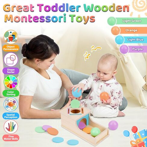 ألعاب صندوق العملات المعدنية للأطفال الصغار من FCSONU لعمر 1 2 3 سنوات من الأولاد والبنات، لعبة إسقاط الكرة في صندوق ثبات الكائن، تعلم فرز الألعاب الحسية للأعمار من 2 إلى 3 أطفال، هدايا عيد الميلاد الأول للطفل من سن 12 إلى 18 شهرًا in Kuwait