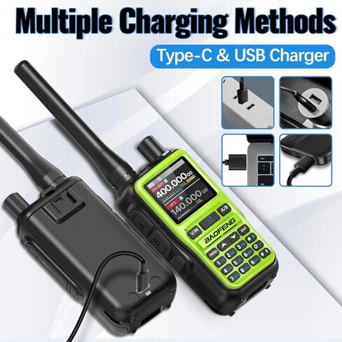 BAOFENG UV-5R MINI Ham Radio يده UV5R أجهزة اتصال لاسلكية طويلة المدى قابلة لإعادة الشحن في حالات الطوارئ NOAA الطقس اتجاهين راديو APP برمجة ثنائي PTT متعدد الموجات USB-C شاحن للصيد والتخييم، 2 حزمة in Kuwait