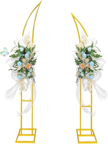 حامل خلفية قوس الزفاف المنحني باللون الذهبي، حامل بالون قوس نصف القمر لحفلات الزفاف وحفلات استقبال المولود الجديد وحفلات أعياد الميلاد وديكور عيد الميلاد in Kuwait