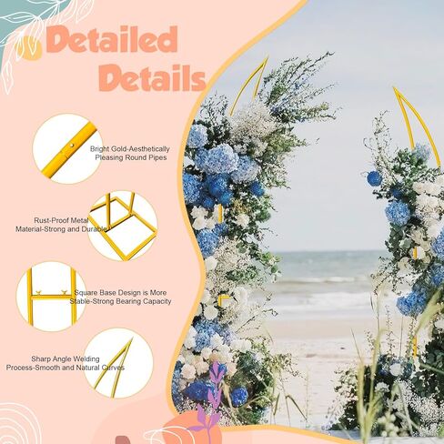 حامل خلفية قوس الزفاف المنحني باللون الذهبي، حامل بالون قوس نصف القمر لحفلات الزفاف وحفلات استقبال المولود الجديد وحفلات أعياد الميلاد وديكور عيد الميلاد in Kuwait