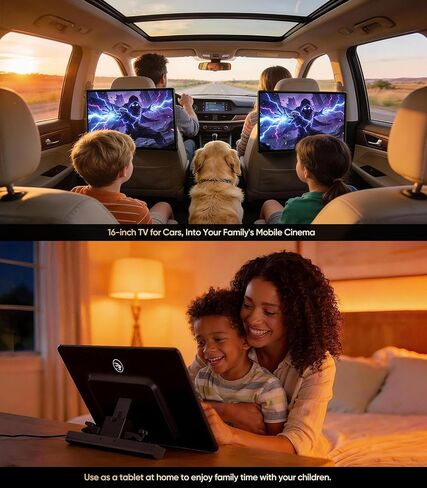 16" Car TV Headrest Monitor for Cars Back seat Universal Rear Entertainment System, Support Phone Wireless Mirror Link Touch Screen 4K,with WiFi/Bluetooth/HDMI/USB/Video Player (4G+64G(2*PCs)) in Saudi Arabia