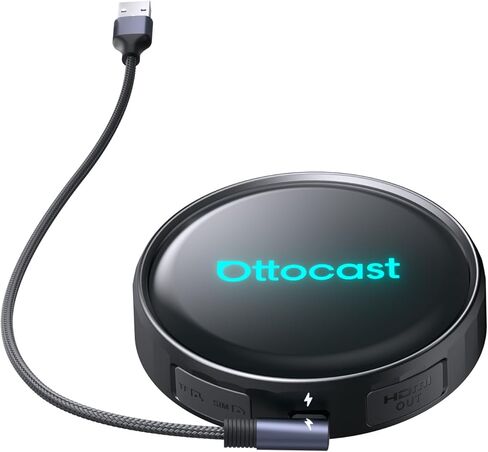 Ottocast P3 Pro OttoAibox Smart AI Car Box مع مساعد صوتي، CarPlay اللاسلكي وAndroid Auto، مخرج HDMI، 5G WiFi Bluetooth 6، Cloud SIM، شاشة مقسمة، نظام Android 13 in Saudi Arabia