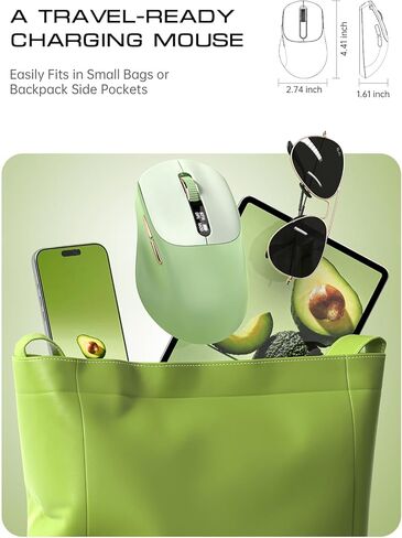 ماوس بلوتوث لاسلكي، بلوتوث 5.0/4.0 و2.4 جيجا ثلاثي الوضع، نوع C قابل لإعادة الشحن مع شاشة LED، نقرة صامتة مريحة للكمبيوتر المحمول/الكمبيوتر الشخصي/الكمبيوتر اللوحي، الأجهزة المتعددة والاستخدام المكتبي in Kuwait