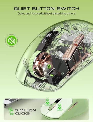 ماوس بلوتوث لاسلكي، بلوتوث 5.0/4.0 و2.4 جيجا ثلاثي الوضع، نوع C قابل لإعادة الشحن مع شاشة LED، نقرة صامتة مريحة للكمبيوتر المحمول/الكمبيوتر الشخصي/الكمبيوتر اللوحي، الأجهزة المتعددة والاستخدام المكتبي in Kuwait